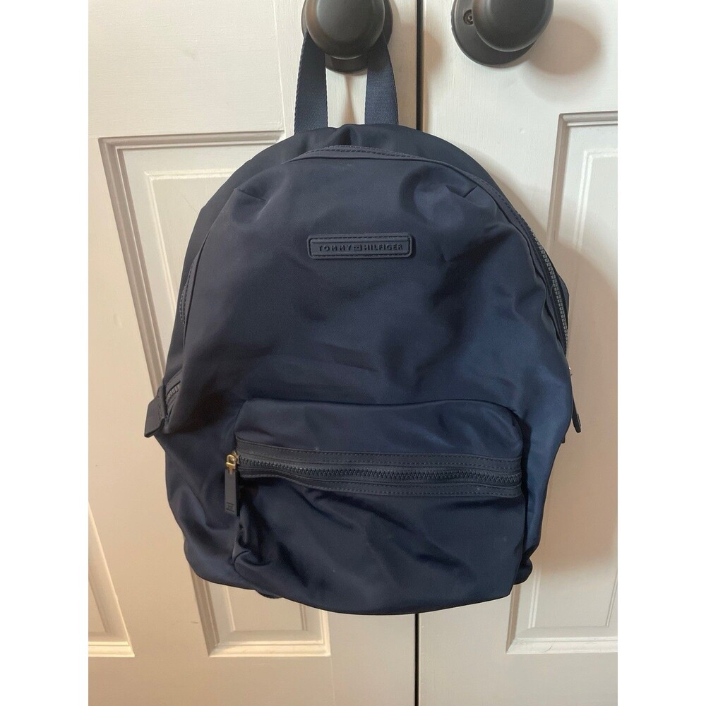 Tommy Hilfiger Navy Blue Nylon Backpack Mini Classic Rubber Logo Pack School